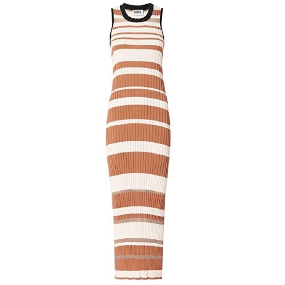 Sonia Rykiel Beige Striped Knit Maxi Dress Size XS